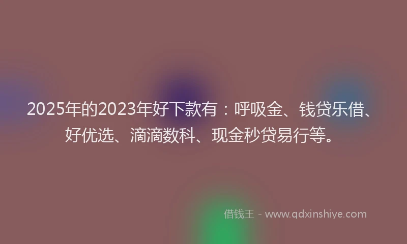 2025年的2023年好下款有：呼吸金、钱贷乐借、好优选、滴滴数科、现金秒贷易行等。