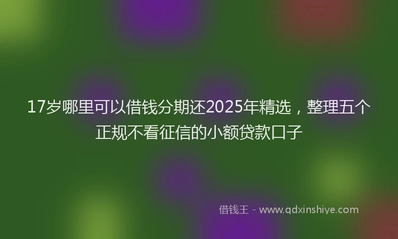 17岁哪里可以借钱分期还2025年精选，整理五个正规不看征信的小额贷款口子
