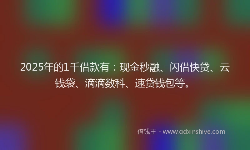 2025年的1千借款有：现金秒融、闪借快贷、云钱袋、滴滴数科、速贷钱包等。