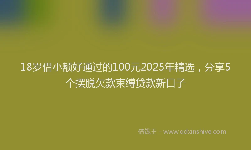 18岁借小额好通过的100元2025年精选，分享5个摆脱欠款束缚贷款新口子