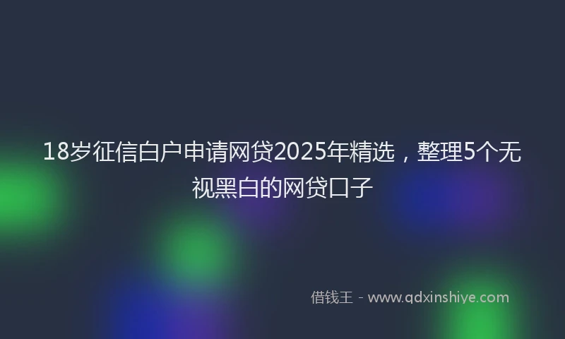 18岁征信白户申请网贷2025年精选，整理5个无视黑白的网贷口子