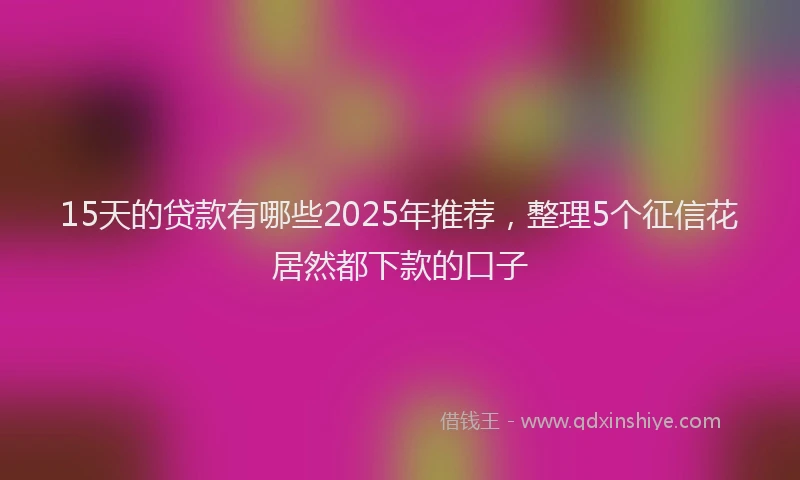 15天的贷款有哪些2025年推荐，整理5个征信花居然都下款的口子