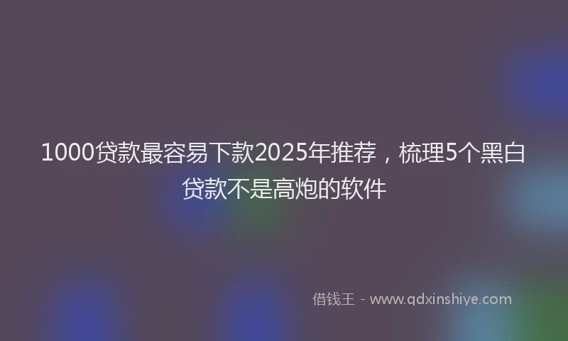 1000贷款最容易下款2025年推荐，梳理5个黑白贷款不是高炮的软件