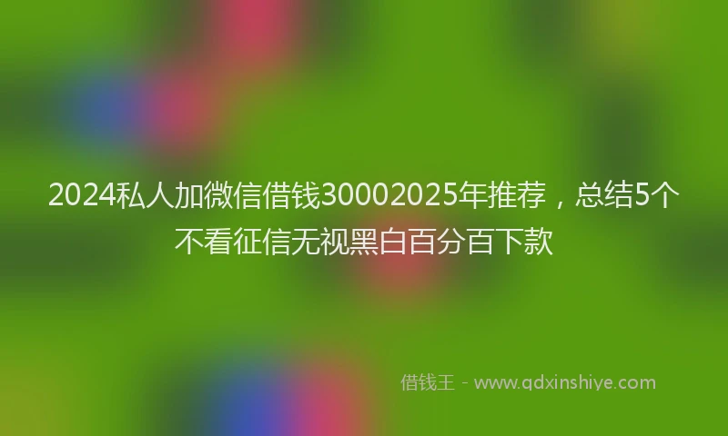 2024私人加微信借钱30002025年推荐，总结5个不看征信无视黑白百分百下款