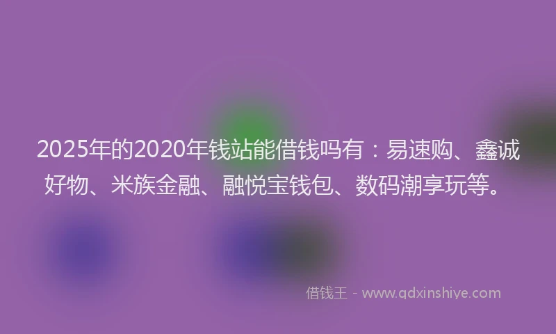 2025年的2020年钱站能借钱吗有：易速购、鑫诚好物、米族金融、融悦宝钱包、数码潮享玩等。