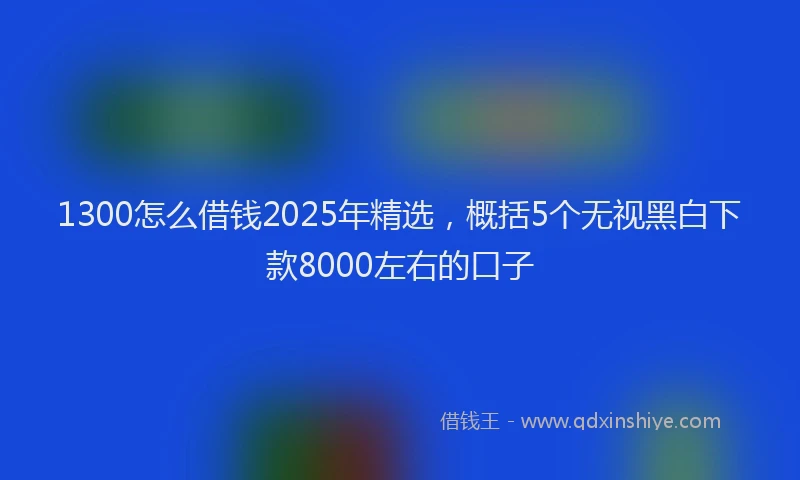 1300怎么借钱2025年精选，概括5个无视黑白下款8000左右的口子