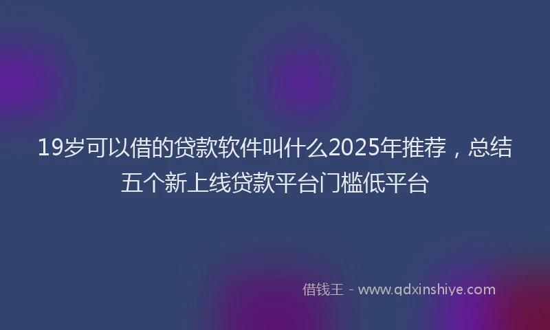 19岁可以借的贷款软件叫什么2025年推荐，总结五个新上线贷款平台门槛低平台
