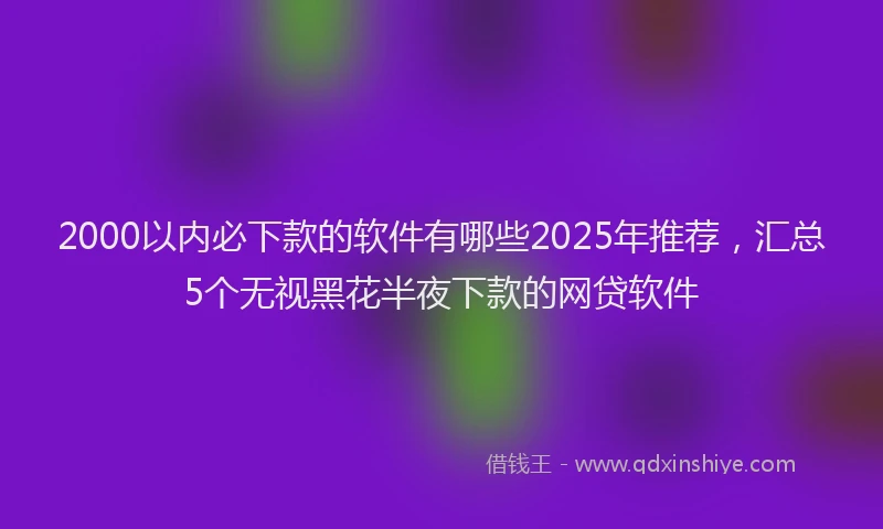 2000以内必下款的软件有哪些2025年推荐，汇总5个无视黑花半夜下款的网贷软件