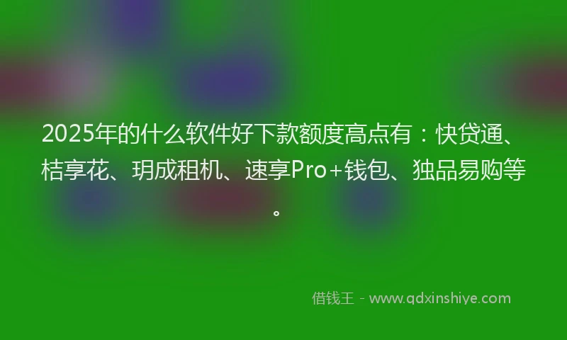 2025年的什么软件好下款额度高点有：快贷通、桔享花、玥成租机、速享Pro+钱包、独品易购等。