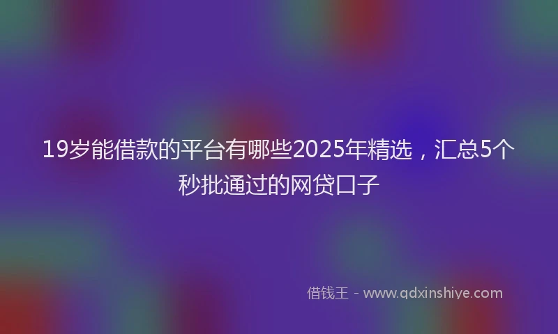 19岁能借款的平台有哪些2025年精选，汇总5个秒批通过的网贷口子