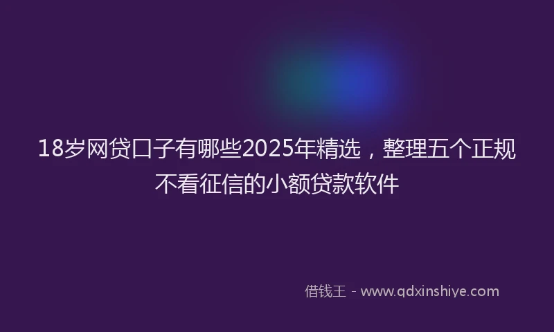 18岁网贷口子有哪些2025年精选，整理五个正规不看征信的小额贷款软件