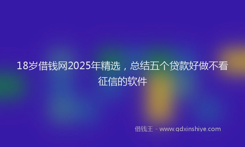 18岁借钱网2025年精选，总结五个贷款好做不看征信的软件