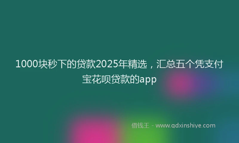1000块秒下的贷款2025年精选，汇总五个凭支付宝花呗贷款的app