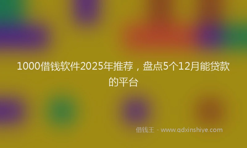 1000借钱软件2025年推荐，盘点5个12月能贷款的平台