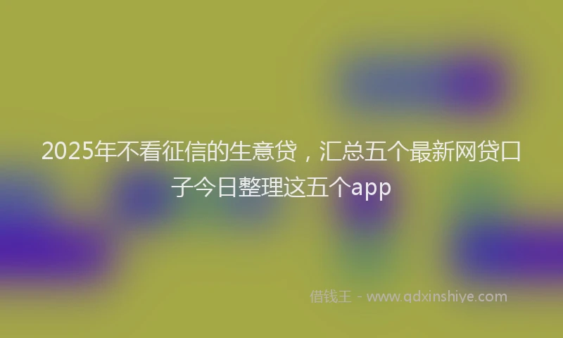2025年不看征信的生意贷，汇总五个最新网贷口子今日整理这五个app