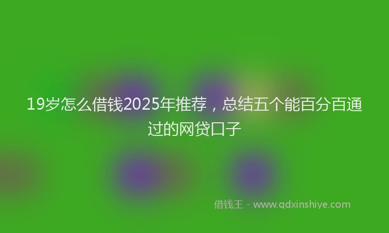 19岁怎么借钱2025年推荐，总结五个能百分百通过的网贷口子
