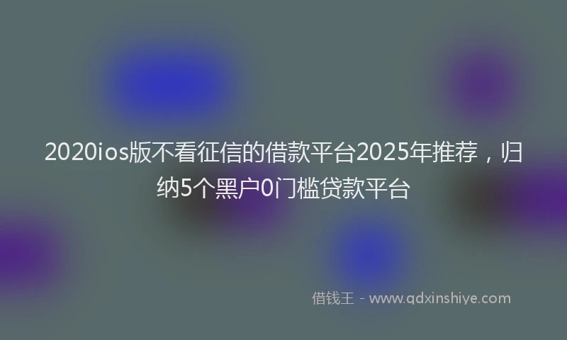 2020ios版不看征信的借款平台2025年推荐，归纳5个黑户0门槛贷款平台
