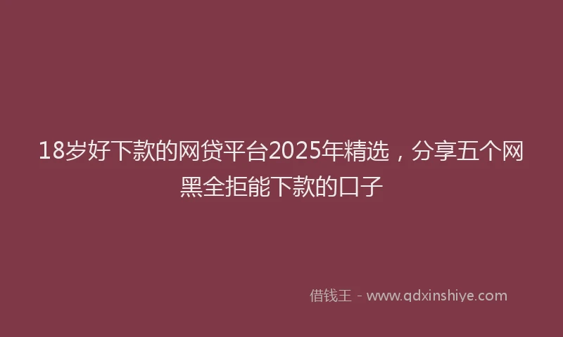 18岁好下款的网贷平台2025年精选，分享五个网黑全拒能下款的口子