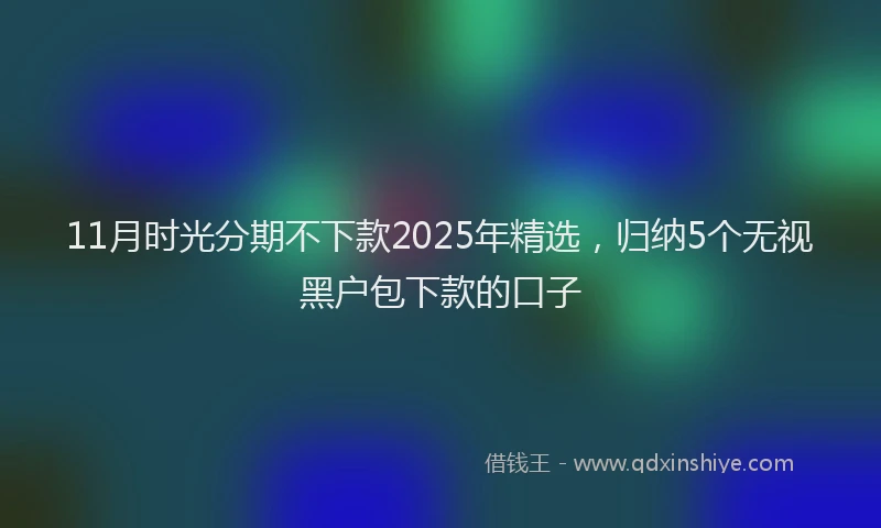 11月时光分期不下款2025年精选，归纳5个无视黑户包下款的口子