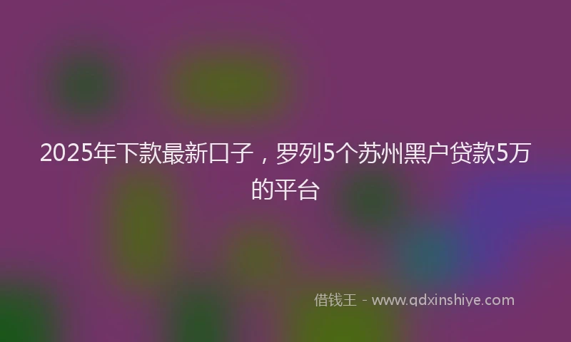 2025年下款最新口子，罗列5个苏州黑户贷款5万的平台