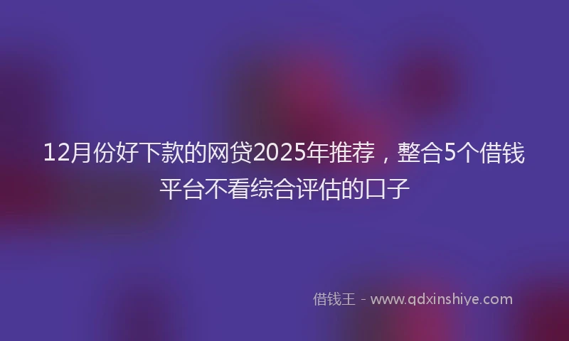 12月份好下款的网贷2025年推荐，整合5个借钱平台不看综合评估的口子