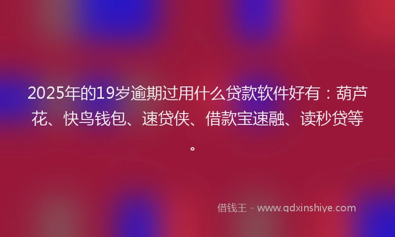 2025年的19岁逾期过用什么贷款软件好有：葫芦花、快鸟钱包、速贷侠、借款宝速融、读秒贷等。