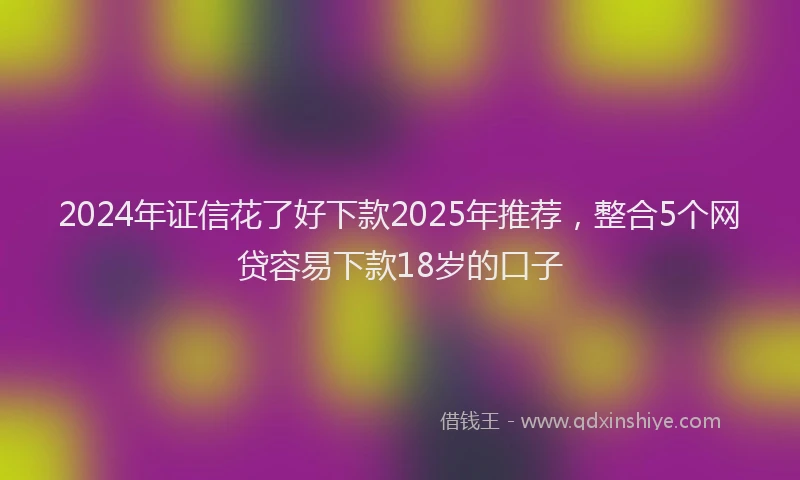 2024年证信花了好下款2025年推荐，整合5个网贷容易下款18岁的口子