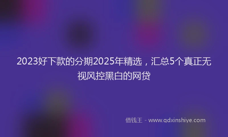2023好下款的分期2025年精选，汇总5个真正无视风控黑白的网贷
