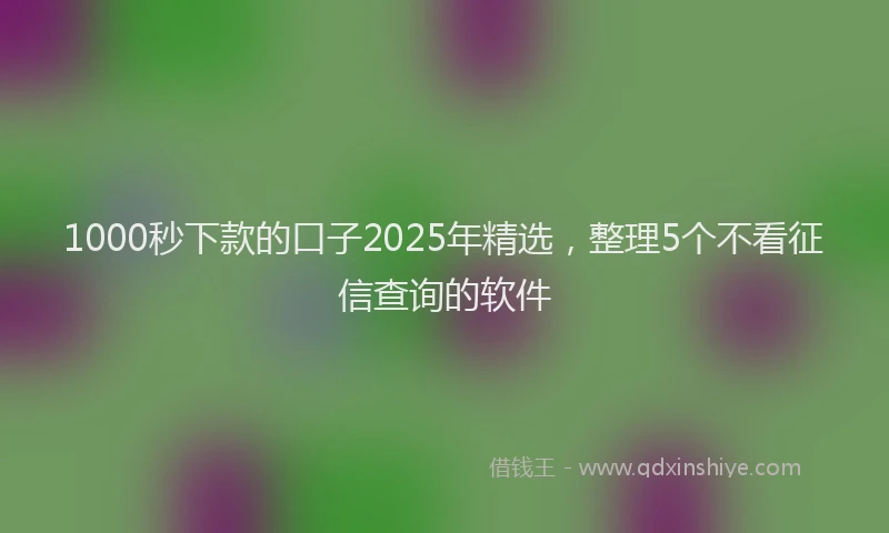1000秒下款的口子2025年精选，整理5个不看征信查询的软件