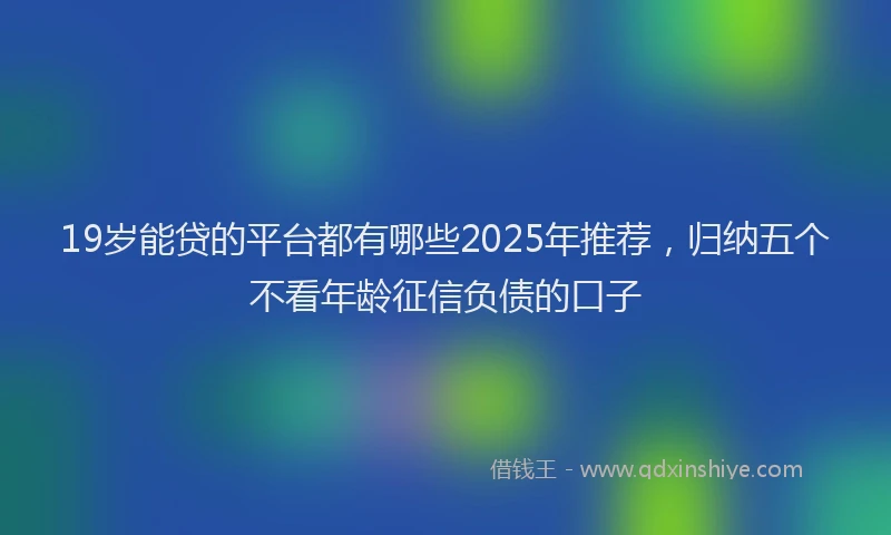 19岁能贷的平台都有哪些2025年推荐，归纳五个不看年龄征信负债的口子