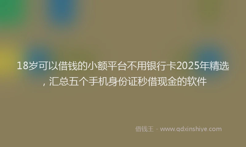 18岁可以借钱的小额平台不用银行卡2025年精选，汇总五个手机身份证秒借现金的软件