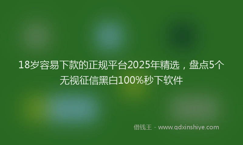 18岁容易下款的正规平台2025年精选，盘点5个无视征信黑白100%秒下软件