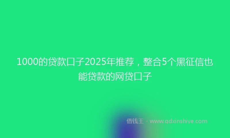 1000的贷款口子2025年推荐，整合5个黑征信也能贷款的网贷口子
