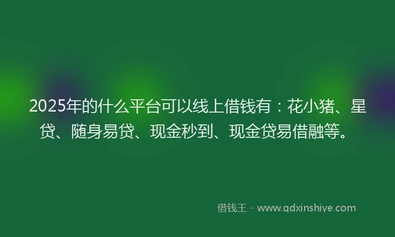 2025年的什么平台可以线上借钱有：花小猪、星贷、随身易贷、现金秒到、现金贷易借融等。
