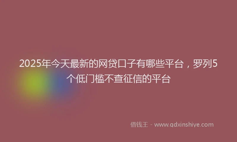 2025年今天最新的网贷口子有哪些平台，罗列5个低门槛不查征信的平台