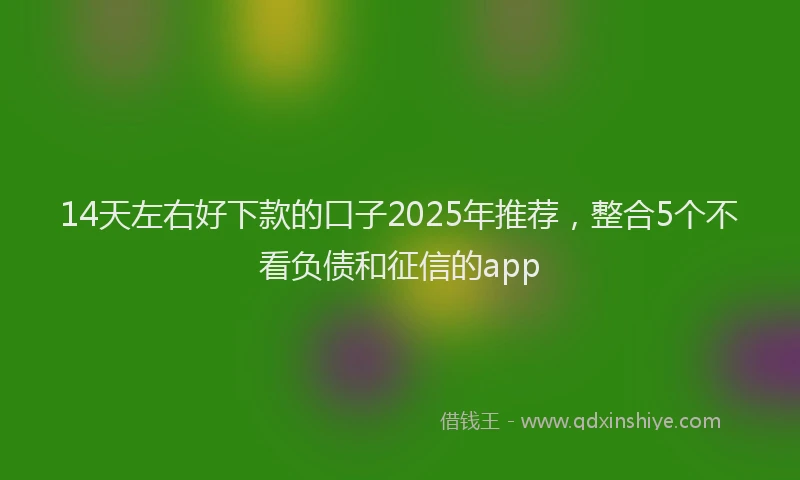 14天左右好下款的口子2025年推荐，整合5个不看负债和征信的app
