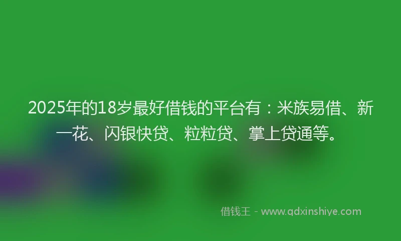 2025年的18岁最好借钱的平台有：米族易借、新一花、闪银快贷、粒粒贷、掌上贷通等。