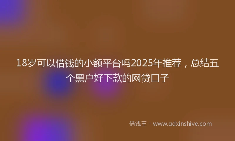 18岁可以借钱的小额平台吗2025年推荐，总结五个黑户好下款的网贷口子