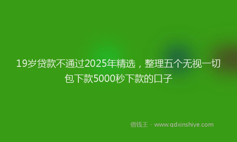 19岁贷款不通过2025年精选，整理五个无视一切包下款5000秒下款的口子