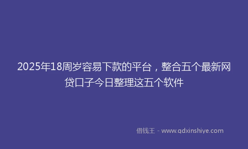 2025年18周岁容易下款的平台，整合五个最新网贷口子今日整理这五个软件