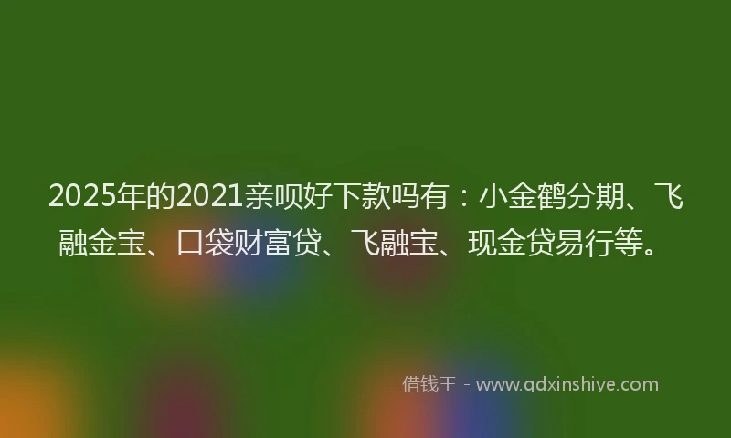 2025年的2021亲呗好下款吗有：小金鹤分期、飞融金宝、口袋财富贷、飞融宝、现金贷易行等。