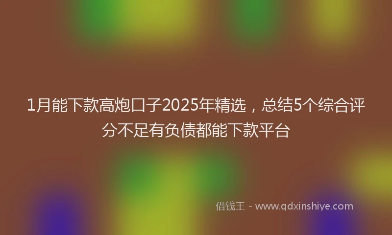 1月能下款高炮口子2025年精选，总结5个综合评分不足有负债都能下款平台