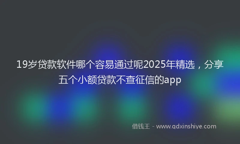 19岁贷款软件哪个容易通过呢2025年精选，分享五个小额贷款不查征信的app
