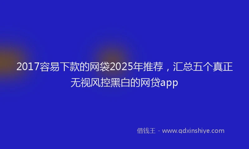 2017容易下款的网袋2025年推荐，汇总五个真正无视风控黑白的网贷app