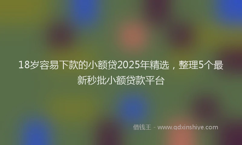 18岁容易下款的小额贷2025年精选，整理5个最新秒批小额贷款平台