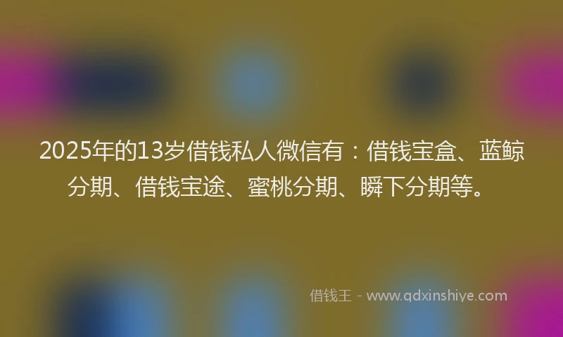 2025年的13岁借钱私人微信有：借钱宝盒、蓝鲸分期、借钱宝途、蜜桃分期、瞬下分期等。