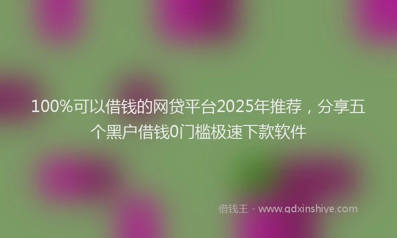 100%可以借钱的网贷平台2025年推荐，分享五个黑户借钱0门槛极速下款软件