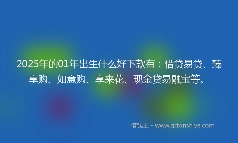2025年的01年出生什么好下款有：借贷易贷、臻享购、如意购、享来花、现金贷易融宝等。