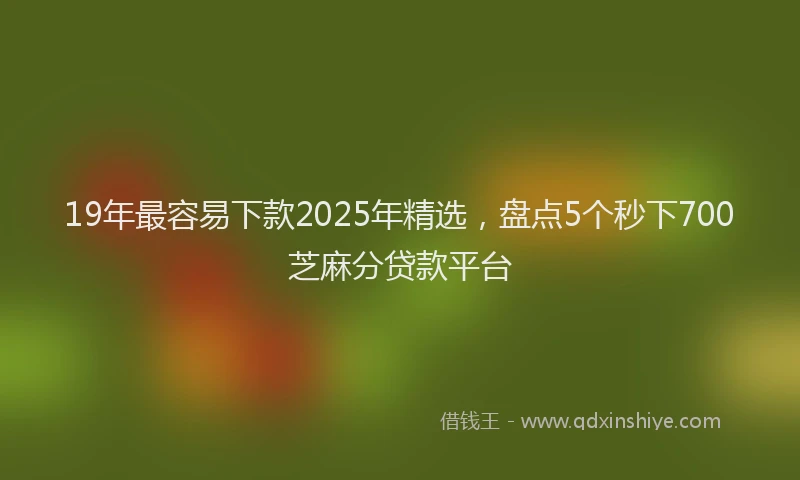 19年最容易下款2025年精选，盘点5个秒下700芝麻分贷款平台