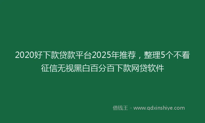 2020好下款贷款平台2025年推荐，整理5个不看征信无视黑白百分百下款网贷软件